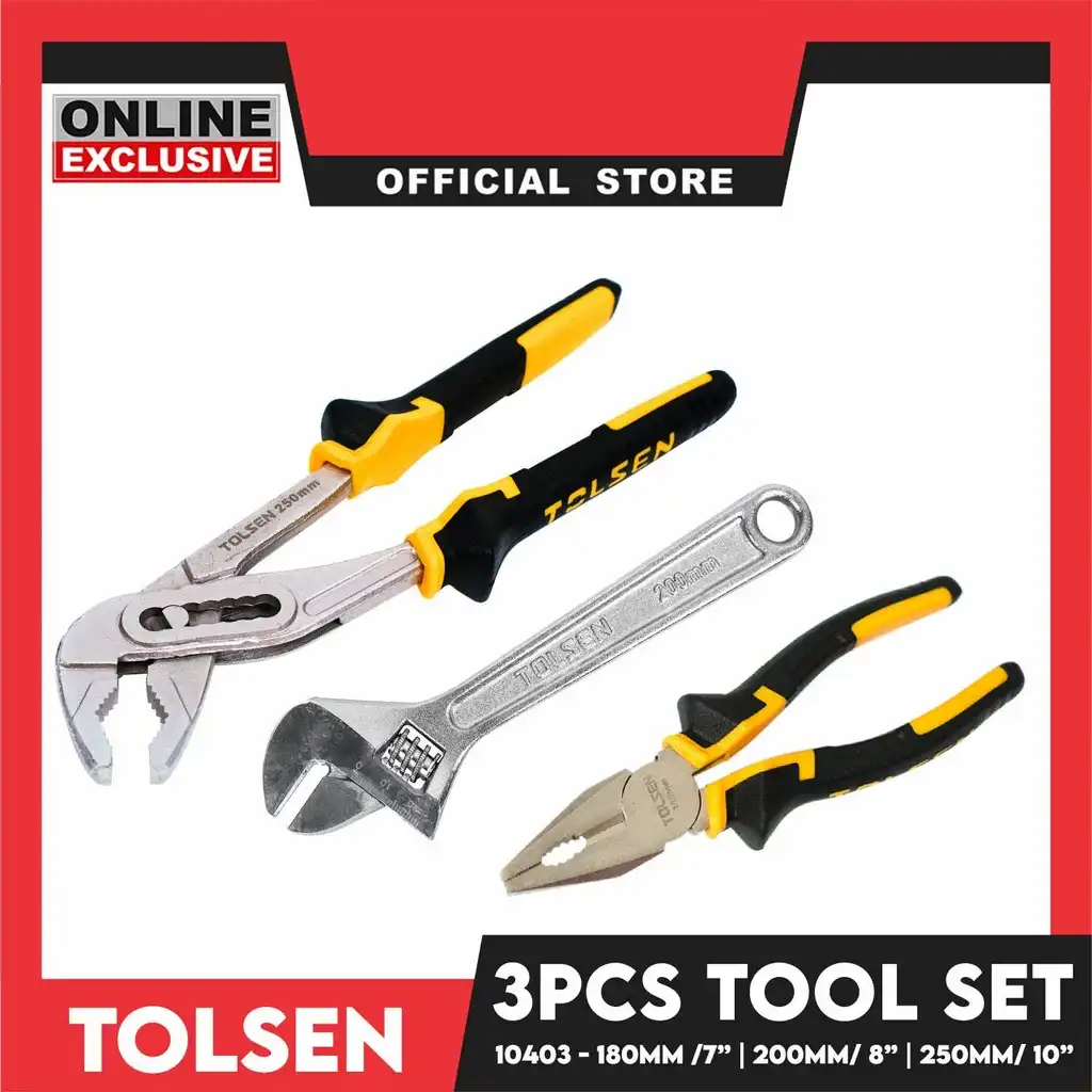 Bộ 3 dụng cụ kìm điện - mỏ lết - kìm mỏ quạ - Tolsen 10403