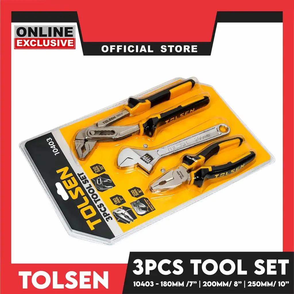 Bộ 3 dụng cụ kìm điện - mỏ lết - kìm mỏ quạ - Tolsen 10403