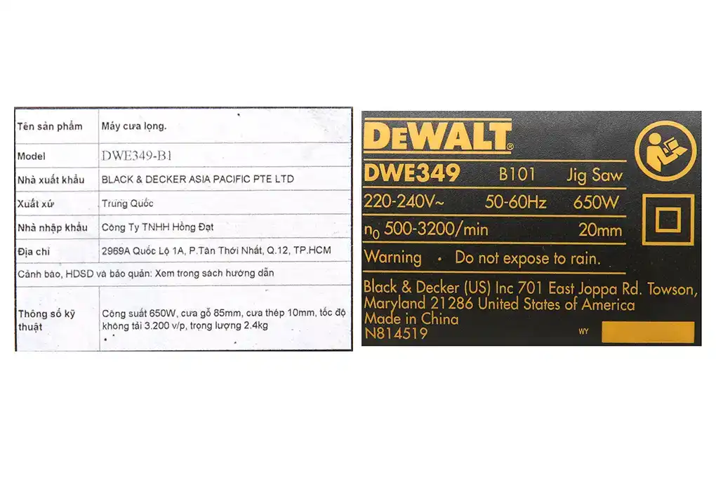 Máy cưa lọng cầm tay 650W - Dewalt  DWE349-B1
