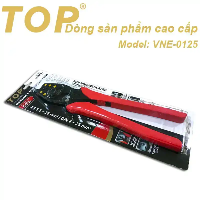 Kìm bấm cosse trợ lực số 6 (JIS 1.25 ~ 5.5 / DIN 1.5 - 6 mm2) - Top VNE-0106