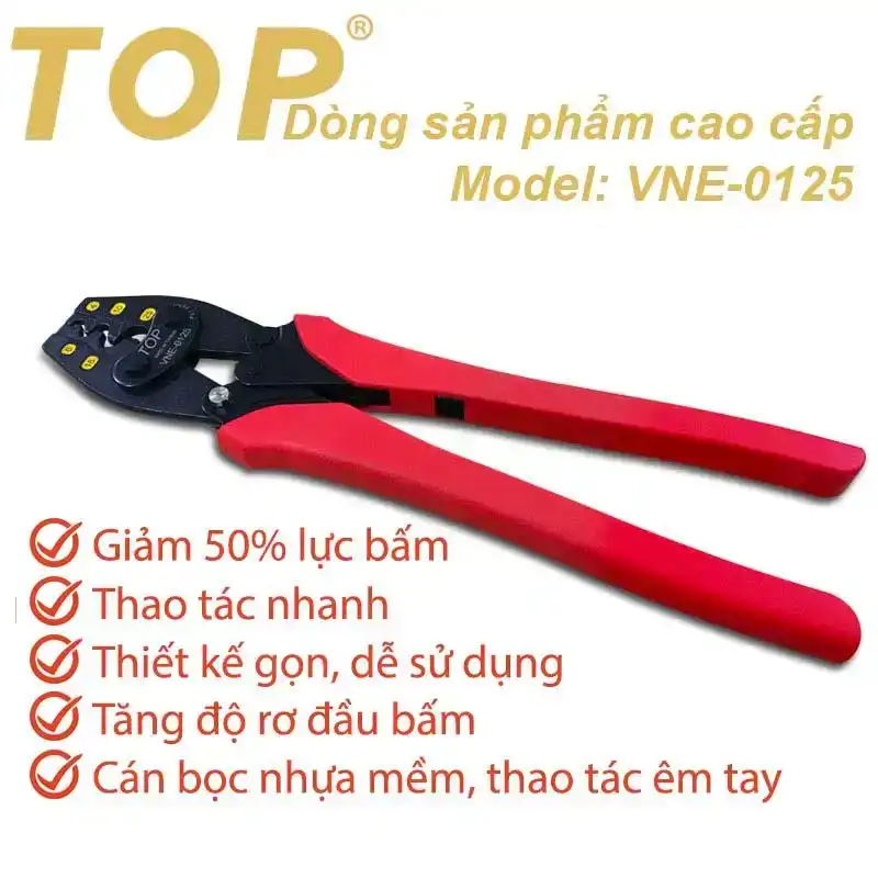 Kìm bấm cosse trợ lực số 14 (JIS 1.25 ~ 14 / DIN 1.5 ~ 16 mm2) - Top VNE-0114