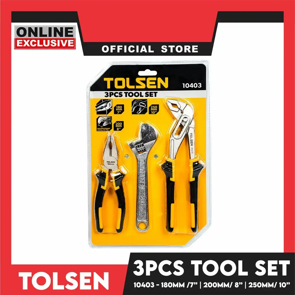 Bộ 3 dụng cụ kìm điện - mỏ lết - kìm mỏ quạ - Tolsen 10403