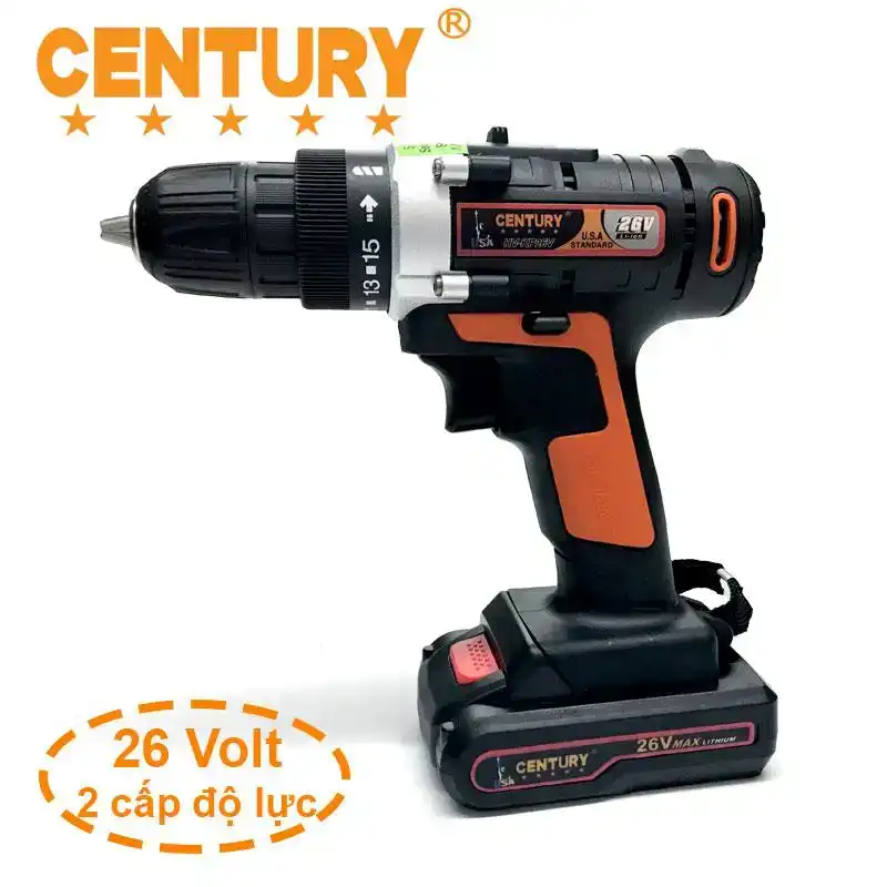 Máy khoan sạc Pin 26V (2 cấp độ lực) HV-KP26V- Century