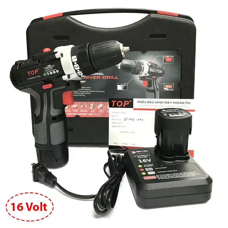 Máy khoan bắt vít dùng pin sạc 16V (kèm 1 pin dự phòng) - Top BT415-16V