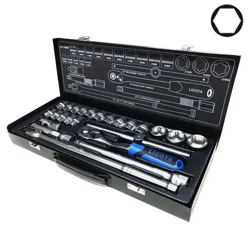 Bộ tuýp 24 chi tiết 1/2” hệ Mét (10–32 mm), đầu tuýp lục-Licota  ALT-5002F