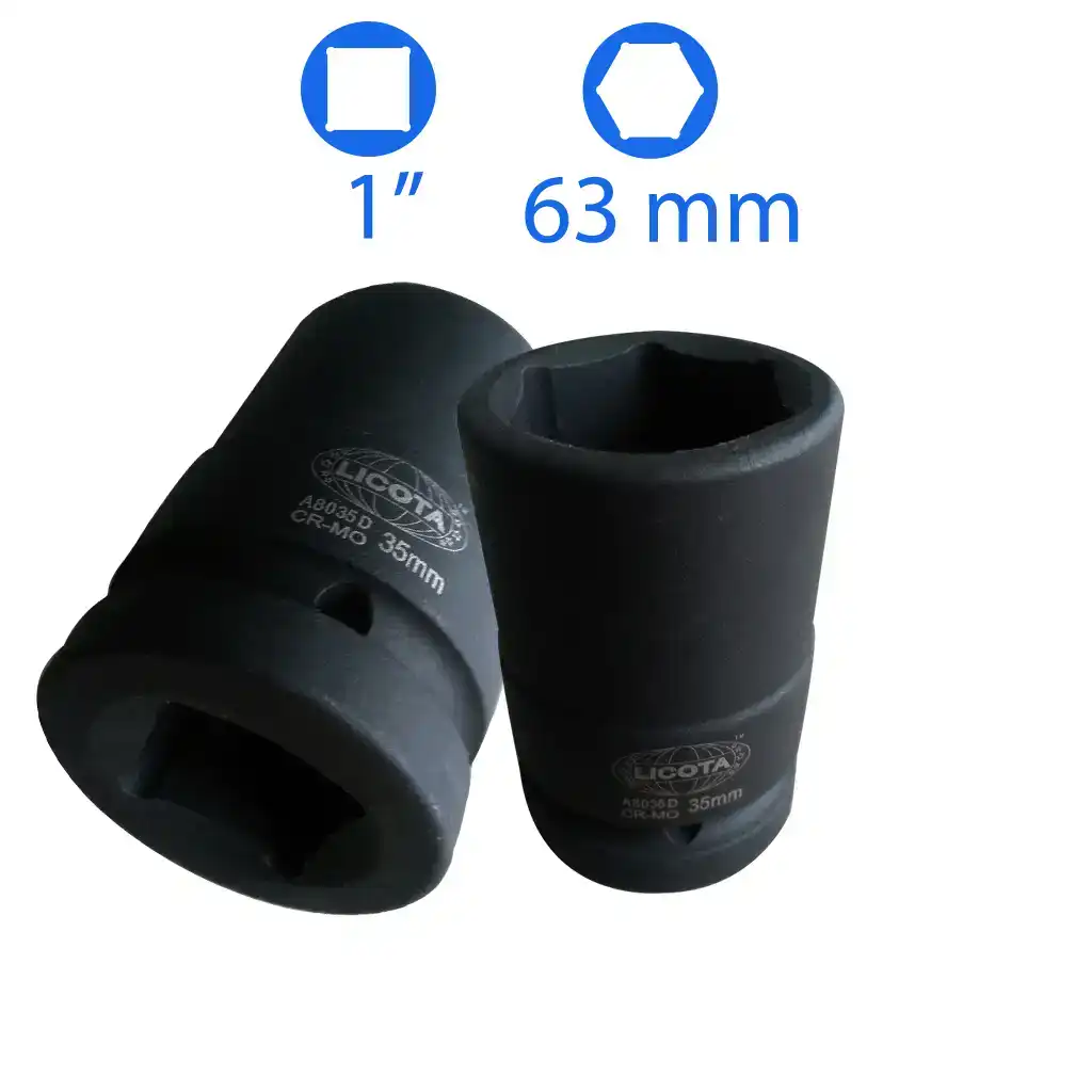 Đầu tuýp xi đen 1 inch, lục giác (6 cạnh) 63 mm Licota - A8063D