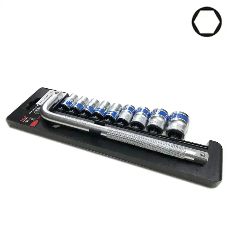 Bộ tuýp 10 chi tiết 1/2" (cần cong L) Top - TBS-12250